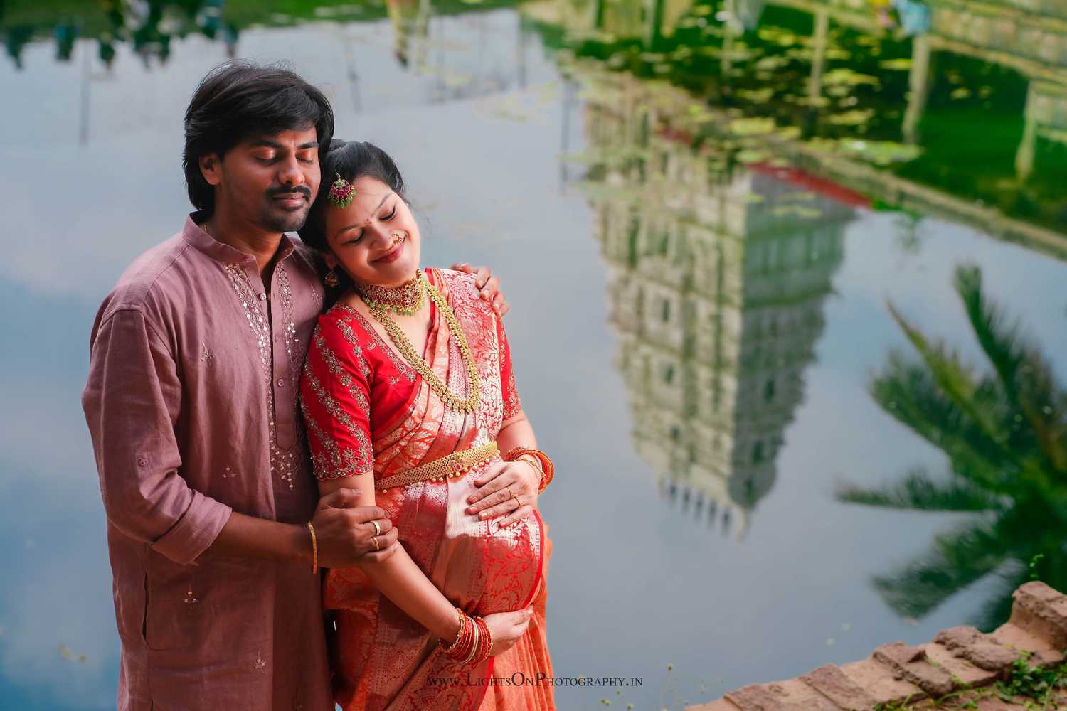 Embracing Tradition: A Serene Maternity Photoshoot at a Picturesque Temple