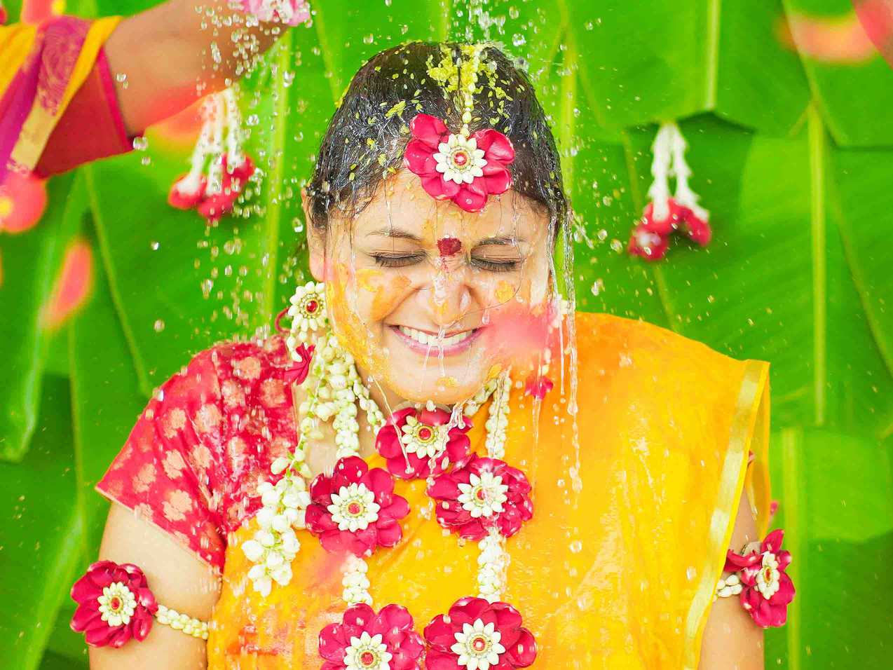 joyful-bride-a-haldi-ceremony-celebration-mamgala-snanam